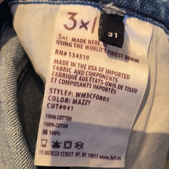 3X1 Distressed/ RawHemmed Cropped Jeans Sz 31 - Picture 3 of 14